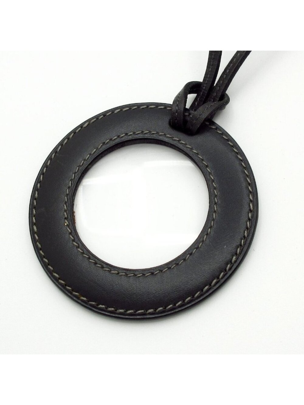 Hermes Necklace Leather Dark Gray Loupe